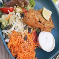 Vegan fish at L'Ethiquete in Nantes