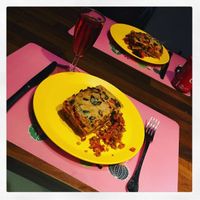 Vegan lasagne (large portions, we always split it in 2) at Que Chew in Destelbergen