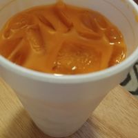 Thai Tea: they don't have vegan milk so we went to Ingles (1min away) and got creamer to use. 90% tea, 10% cream. It was a little more diluted than I'm used to but very good. I wou at Love Eat Thai in Brevard