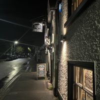 Outside the pub  at Three Tuns in Hay-on-wye