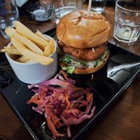Cannellini bean burger at Three Tuns in Hay-on-wye