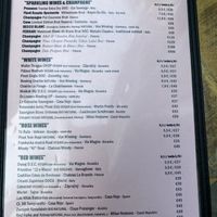 wine list  at Urban House in Bratislava