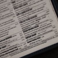 Menu at Urban House in Bratislava