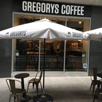Seating outside at Gregory's Coffee - 40th St in New York City