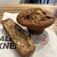 Vegan bar and apple cinnamon muffin  at Gregory's Coffee - 40th St in New York City