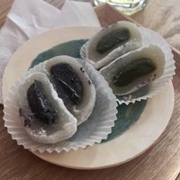 Matcha mochi and black sesame mochi at La Maison du Mochi - Cherche Midi in Paris