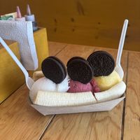 water based ice cream banana split!  at Root's in Cabo San Lucas