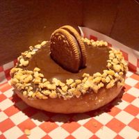 Vegan Chocolate Peanut Butter Pie doughnut at Vandal Doughnuts - Gottingen St in Halifax