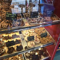 vegan donuts on the right! they indicate with a “v" at Vandal Doughnuts - Gottingen St in Halifax