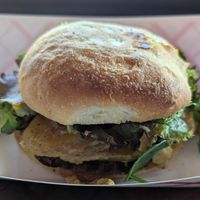 Cassian And/or Burger at Secret Pizza Society in Portland