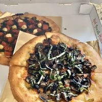 Take out! Mushroom/olive & pesto at Secret Pizza Society in Portland