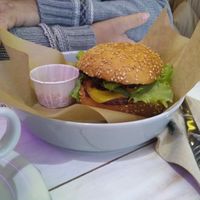 Sweet potato burger at Wholywood in Paris