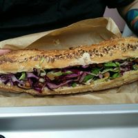 Hummus sandwich at Wholywood in Paris