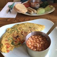 Chickpea vegan omelette and vegan fry up! Both so so delicious  at 50Nine in St Albans