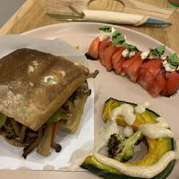 Mushroom sandwich with tomato ‚Mozzarella‘  at April and May 45 꽃피는 4월 밀익는 5월 in Busan