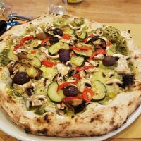 Pesto vegetable pizza with vegan cheese at Marrobbio in Sliema