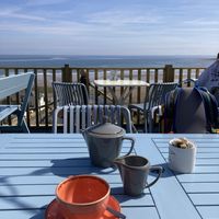 Tea. They had several options for milk: soy, oat, almond.  at The Spa Hotel in Saltburn-by-the-sea