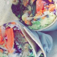 Chick'n schnitzel wrap at Wild Yam Health Foods and Cafe in Mordialloc