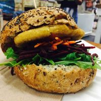 Snitz burger at Wild Yam Health Foods and Cafe in Mordialloc