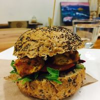 Veggie burger at Wild Yam Health Foods and Cafe in Mordialloc