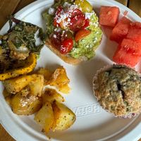 Vegan breakfast for B&B guests!  A lot of the veggies they serve are from their own garden. at Farm Sanctuary in Watkins Glen