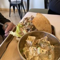 Chikn Salad sandwich with potato salad (all vegan cafe!) they use lots of local ingredients too!   at Farm Sanctuary in Watkins Glen