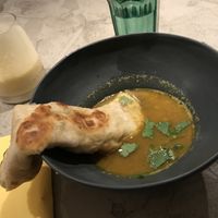 Naan and dal soup at Gives a Fork in Geneva