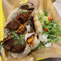 Crispy mushroom naan and side salad  at Gives a Fork in Geneva