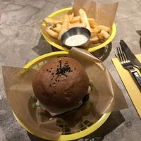Dirty shroom burger & fries  at Gives a Fork in Geneva