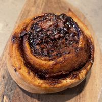 Cinnamon bun with choco-raspberry (?)  at Gives a Fork in Geneva