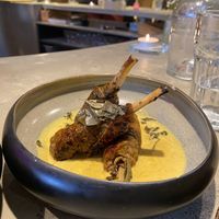 beancurd skin, mushroom seitan, gula melaka glaze, yellow coconut cream, curry leaf  at Gives a Fork in Geneva