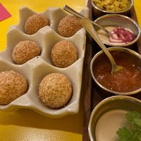 Popped semolina balls with filling  at Gives a Fork in Geneva