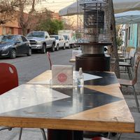 Outside seating area at La Sopería in Santiago