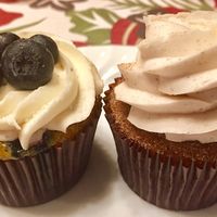 Lemon Blueberry and Snickerdoodle scrumptious vegan cupcakes! at Frosted Cakery in Fresno