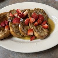 French Toast topped with strawberries!   at Depot Cafe in Frisco