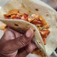 Taco from migas meal at Depot Cafe in Frisco