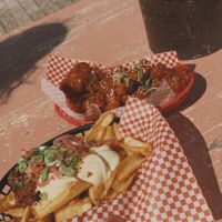 Patatje vrede and the Gobi cauliflower   at Pele Surf Shack in Hook Of Holland