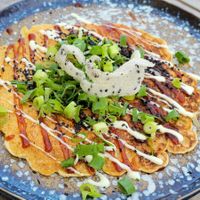 Okonomiyaki pancake at Pele Surf Shack in Hook Of Holland
