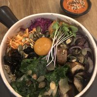 Bibimpab bowl with “egg yolk"  at O Gambuzino in Lisbon