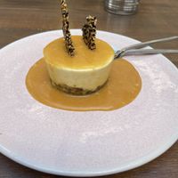 Almond cheesecake with lime leaf, miso salted caramel and sesame snap  at O Gambuzino in Lisbon