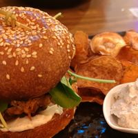 Vish burger. at O Gambuzino in Lisbon