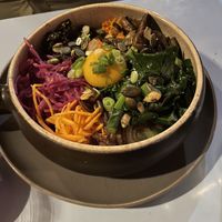 Bibimbap with a vegan egg yolk!!!  at O Gambuzino in Lisbon