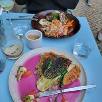 Tofu (bottom) tempeh (top) at O Gambuzino in Lisbon