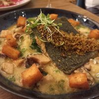 Celery "fish" dish with polenta at O Gambuzino in Lisbon