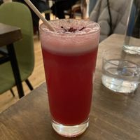 Hibiscus gin fizz cocktail  at O Gambuzino in Lisbon