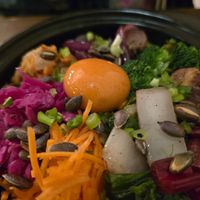 Vegan egg at O Gambuzino in Lisbon