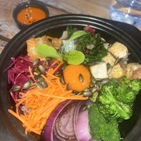 Bibimbap with vg egg yolk  at O Gambuzino in Lisbon