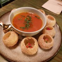 Pani puri de gaspacho at O Gambuzino in Lisbon