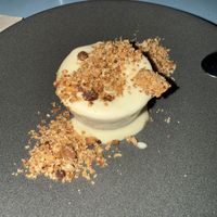 Masala chai cheese'cuke, almond crumble, ginger cream.  at O Gambuzino in Lisbon