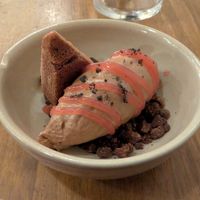 Chocolate mousse with cookie crumbs and cacao meringue at O Gambuzino in Lisbon